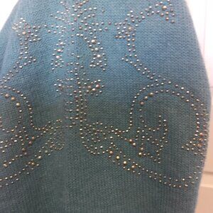 Gianni Versace Vintage 80s Cashmere Metal Bead Design Sweater